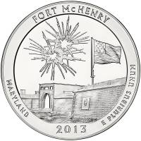 (019d) Монета США 2013 год 25 центов "Форт Мак-Генри"  Медь-Никель  UNC